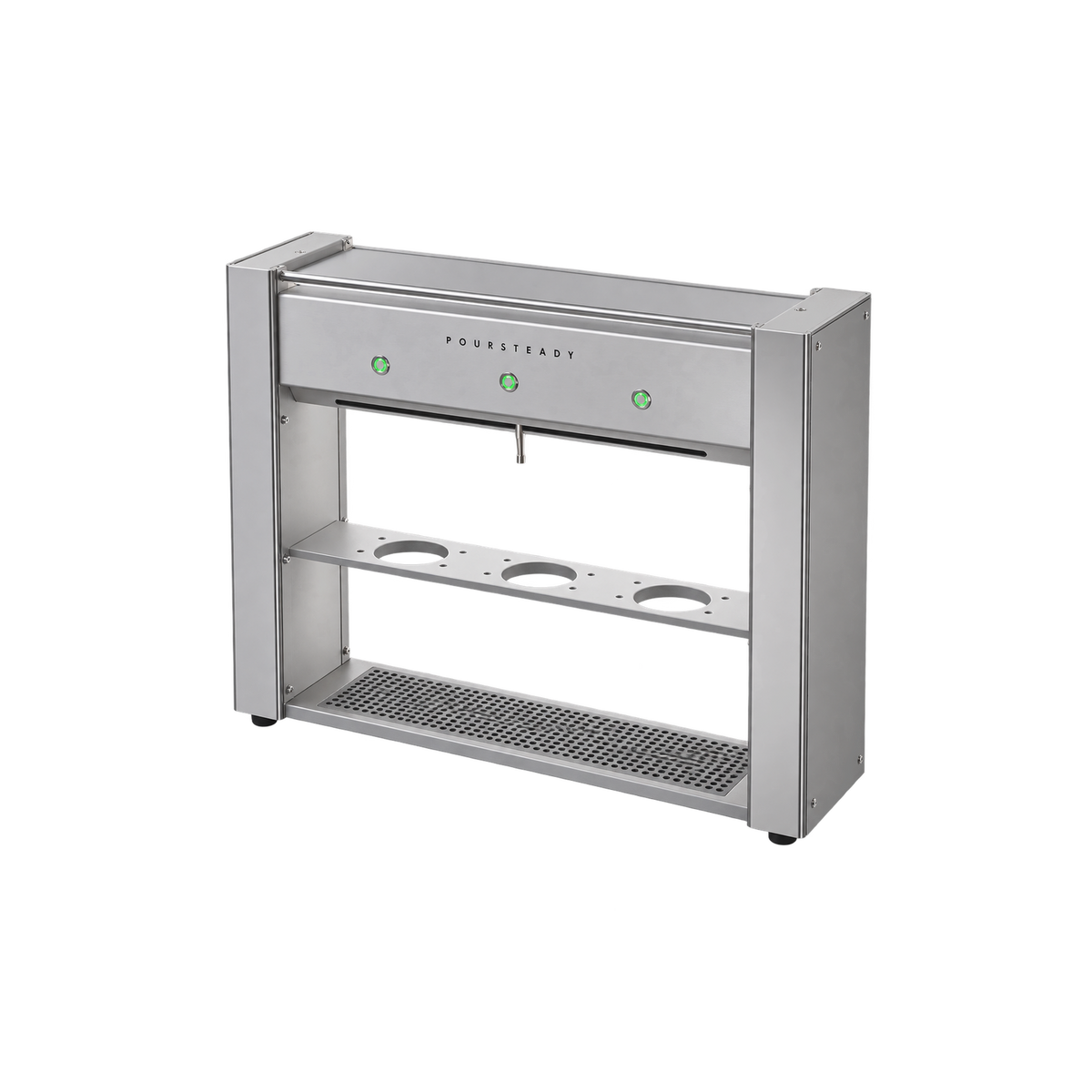 Poursteady PS1 – 3-Cup Automated Coffee Brewer — Silver; consistent elevated view, square transparent image
