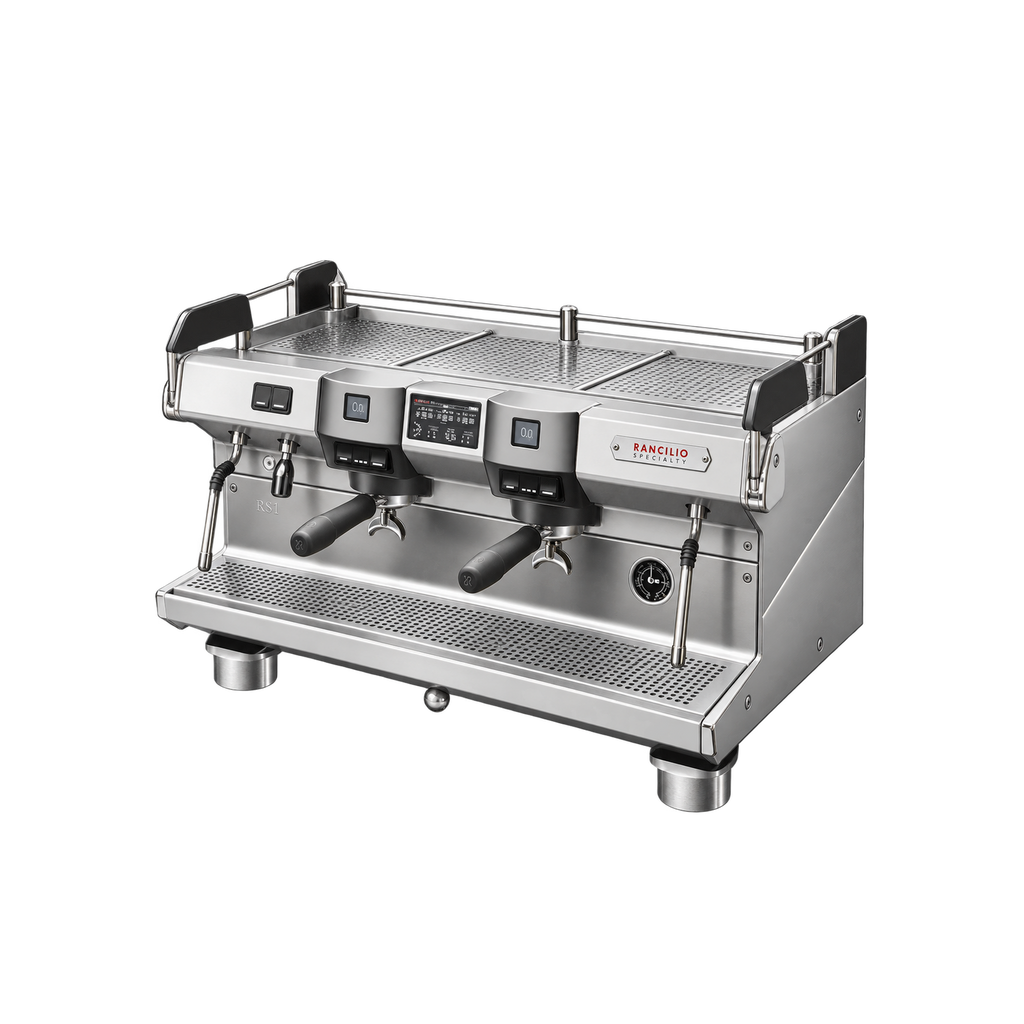 Rancilio Specialty RS1 — 2 Group / Steel / Without; consistent elevated view, square transparent image