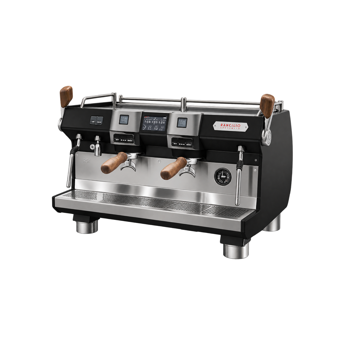 Rancilio Specialty RS1 — 2 Group / Black / With; consistent elevated view, square transparent image