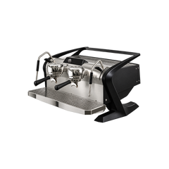 Slayer Steam EP Espresso Machine — Matte Black / 2 Group; consistent elevated view, square transparent image