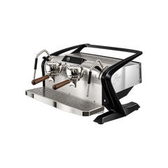 Slayer Steam LP Espresso Machine — Mirror / 2 Group; consistent elevated view, square transparent image
