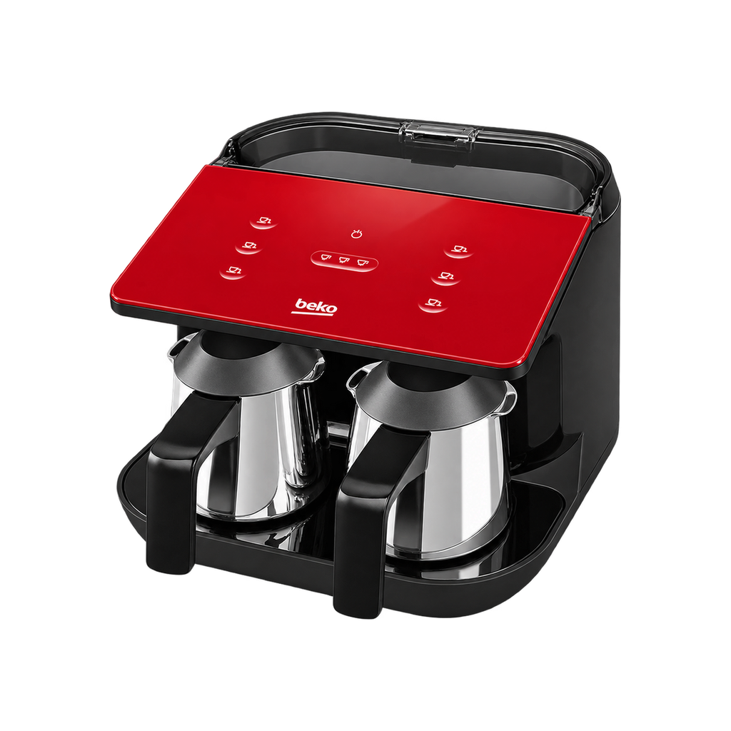 BEKO Turkish Coffee Machine Double Pot TKM8961K (RED) — product view on transparent background