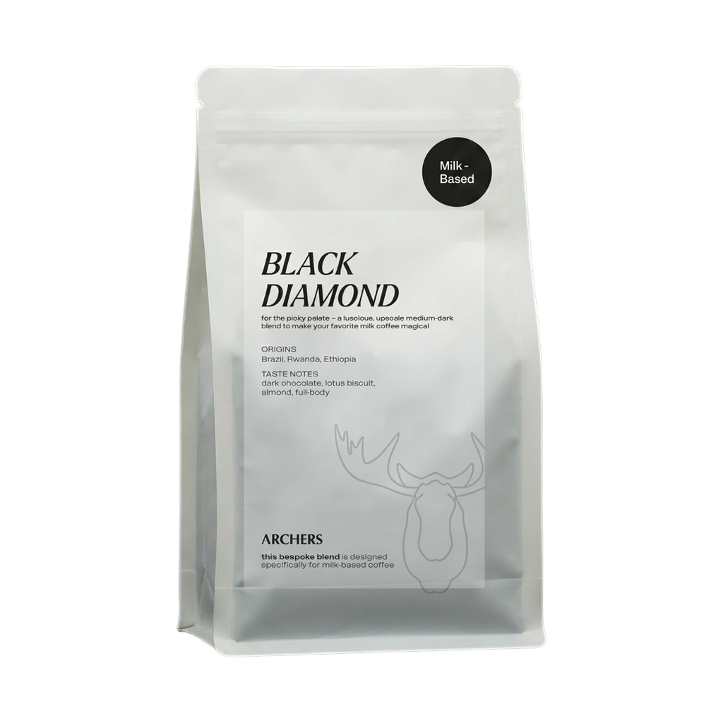 Black Diamond — upright transparent coffee hero