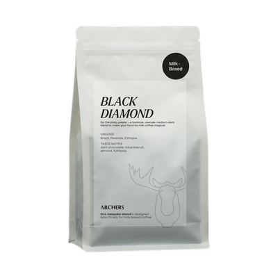 Black Diamond — upright transparent coffee hero