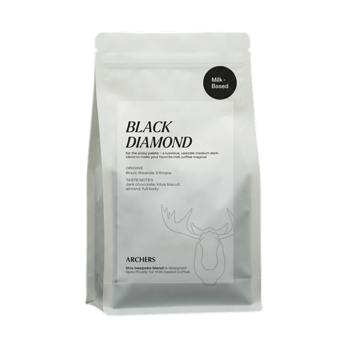 Black Diamond — upright transparent coffee hero