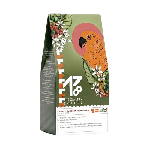 Brazil Fazenda Primavera — upright transparent coffee hero