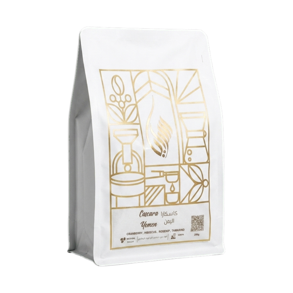 Cascara Yemen — upright transparent coffee hero