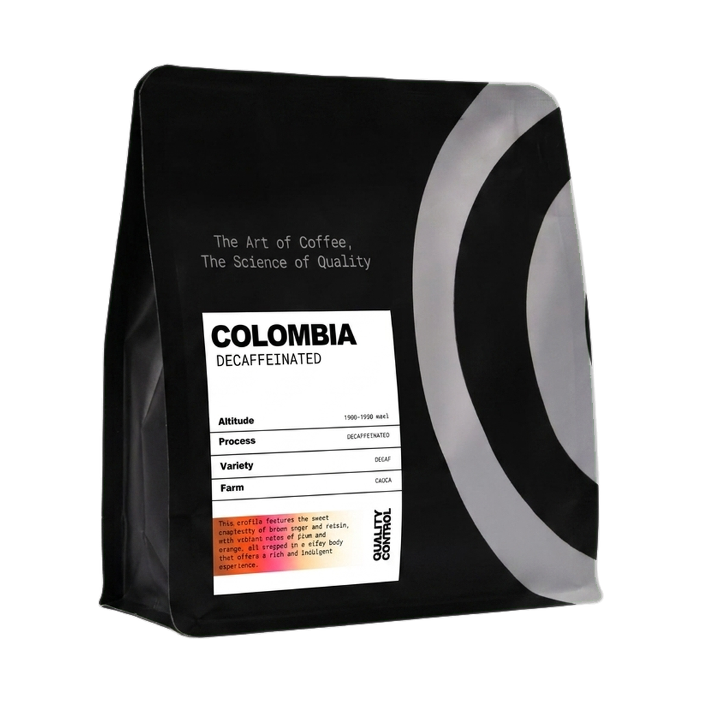 Colombia Cauca Decaf — upright transparent coffee hero