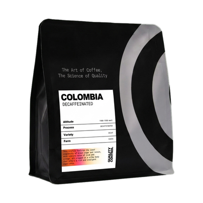 Colombia Cauca Decaf — upright transparent coffee hero