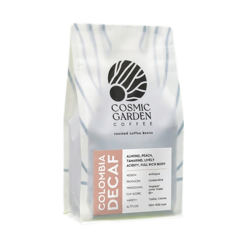 Colombia Decaf — upright transparent coffee hero