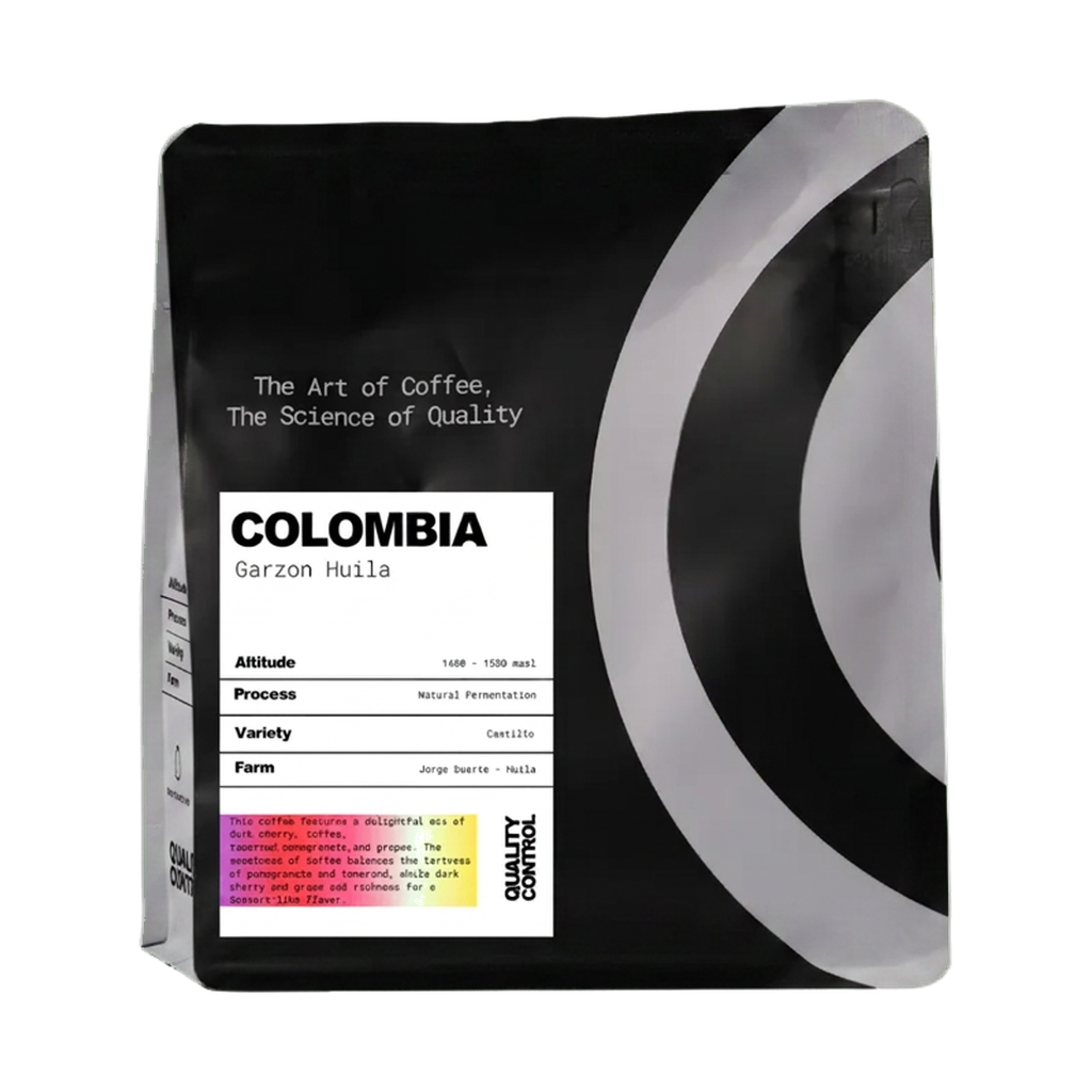 Colombia Garzon Hulia — upright transparent coffee hero