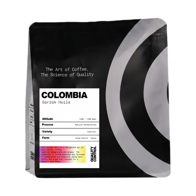Colombia Garzon Hulia — upright transparent coffee hero