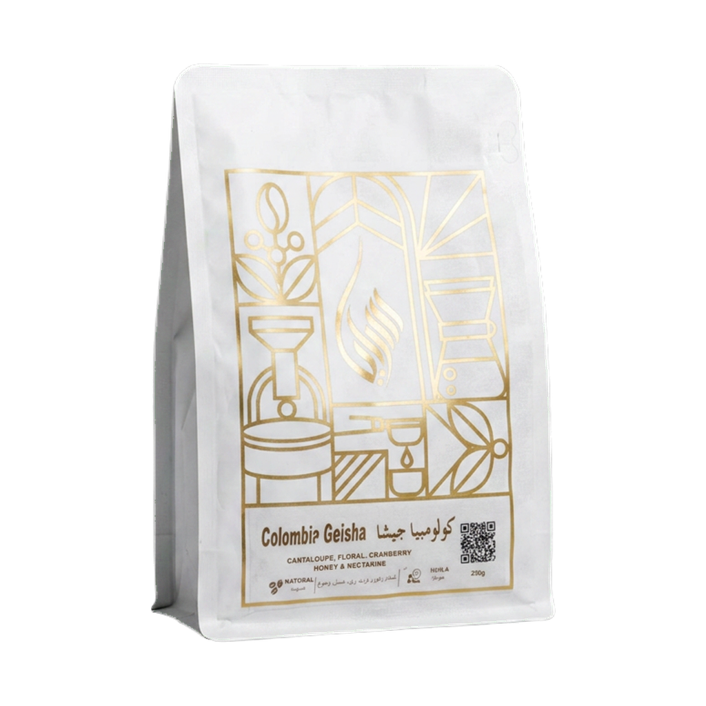 Colombia - Geisha Natural — upright transparent coffee hero