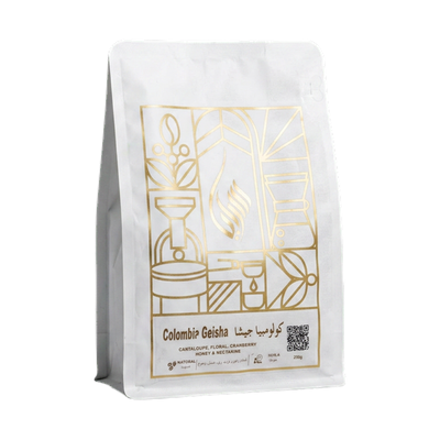 Colombia - Geisha Natural — upright transparent coffee hero