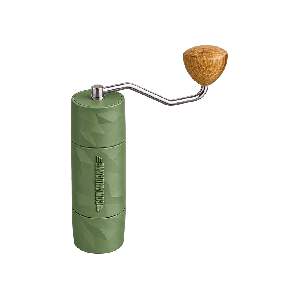 Comandante X25 Trailmaster – Dune Coffee Grinder — Sage Green — matching product angle on transparent background