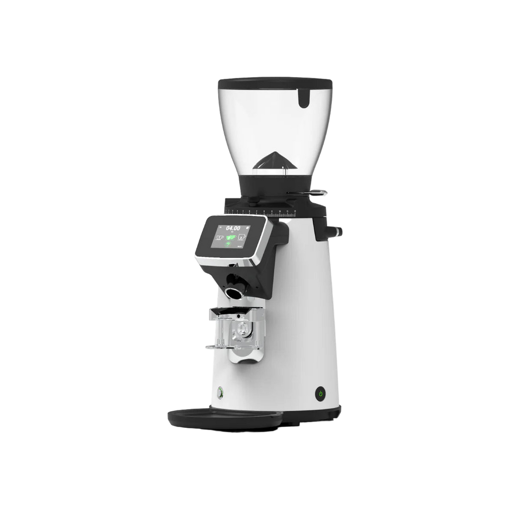 Compak E8 OD Grinder - 83mm, With Red Speed Burrs - White — square product photo with transparent padding