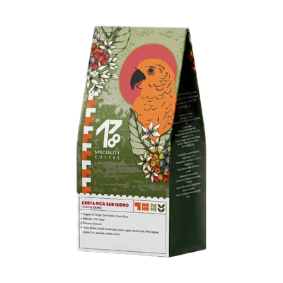 Costa Rica San Isidro Natural — upright transparent coffee hero