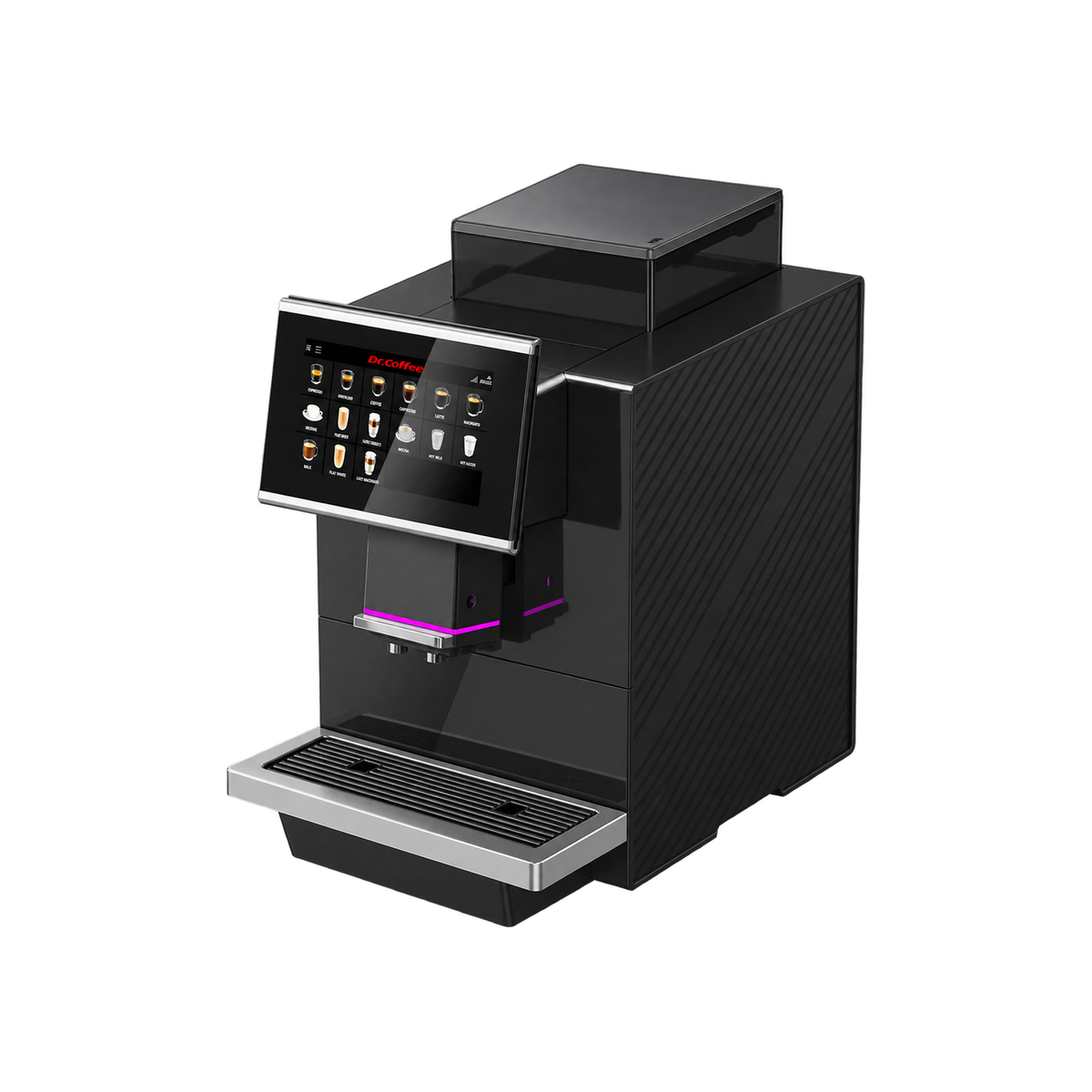 Dr. Coffee F15 Fully Automatic Coffee Machine - Black — product view on transparent background
