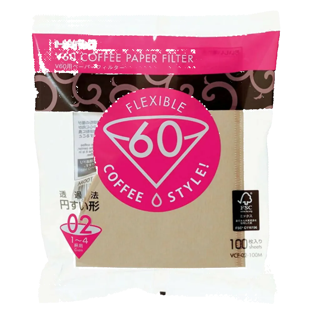 فلاتر ورقية بنية اللون من هاريو - V60-02 - 100 قطعة