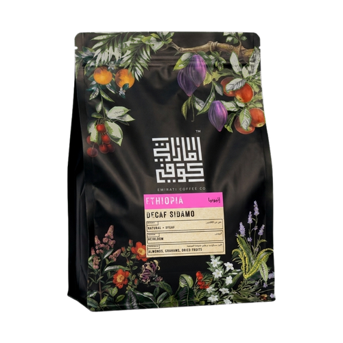 Ethiopia Sidamo Decaf — upright transparent coffee hero
