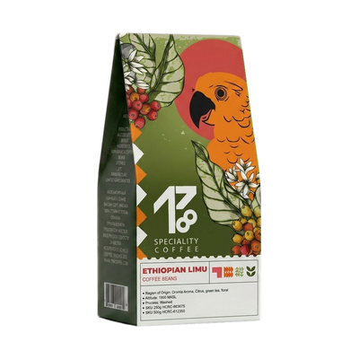 Ethiopian Limu Coffee — upright transparent coffee hero