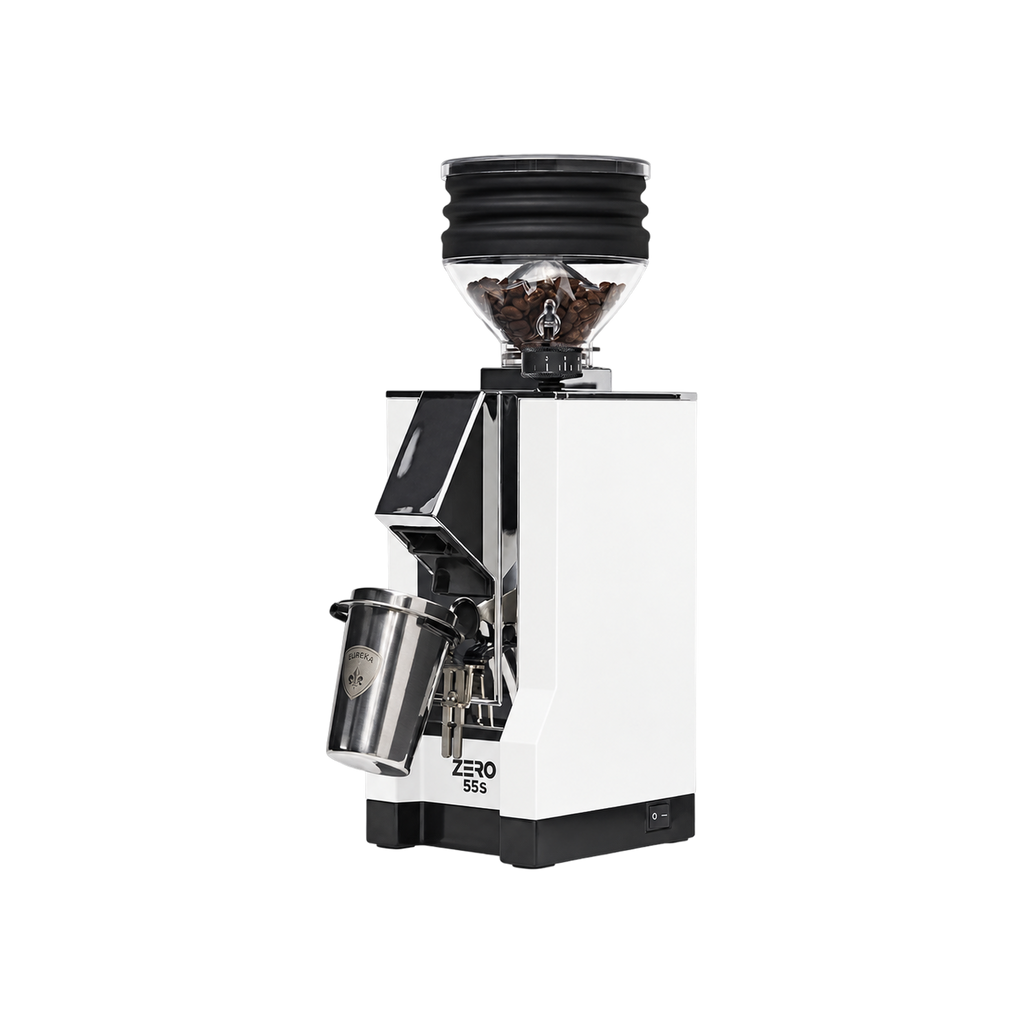 Eureka Mignon Zero 55S Espresso Grinder — White matched product view, transparent background
