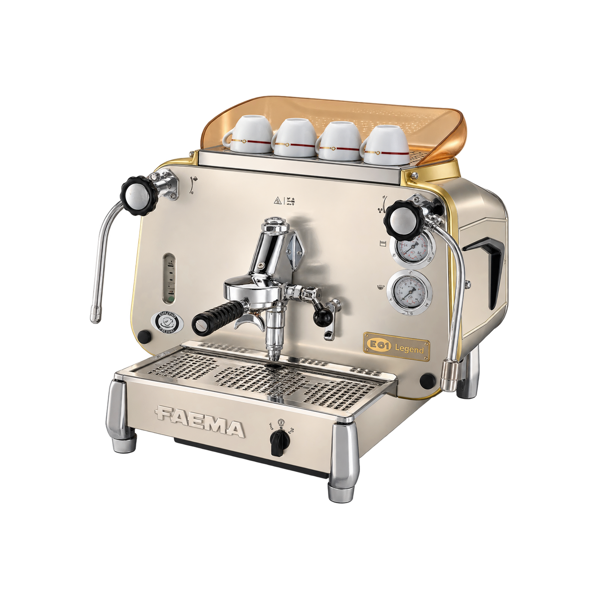 FAEMA E61 Legend Espresso Machine — product view on transparent background