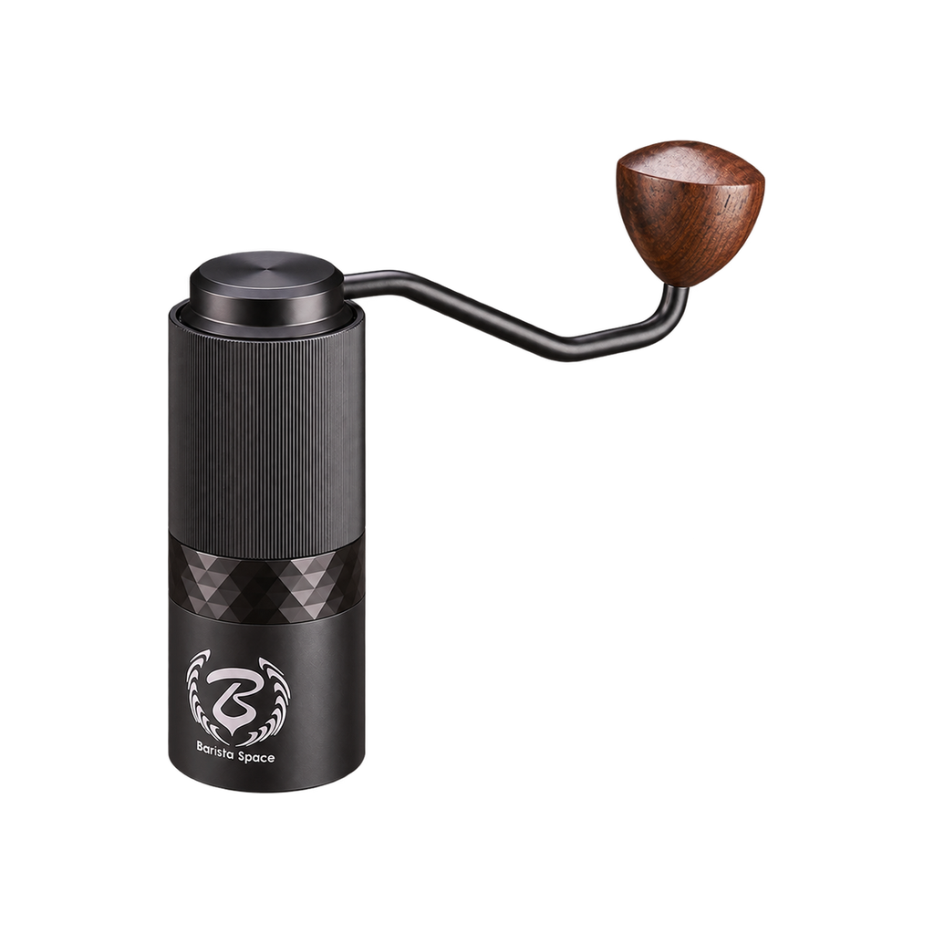 Barista Space Premium Coffee Hand Grinder 2.0 — Black — matching product angle on transparent background