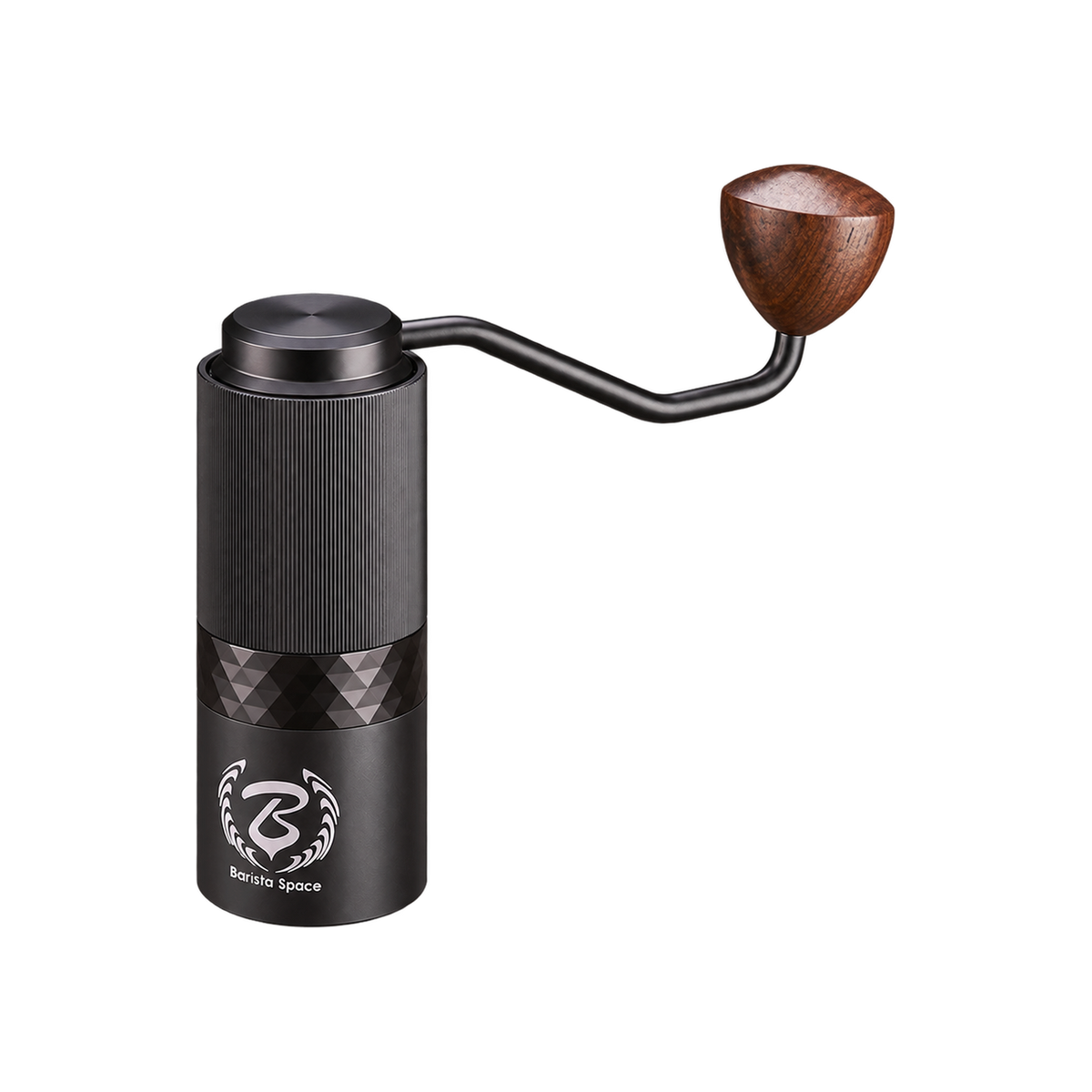 Barista Space Premium Coffee Hand Grinder 2.0 — Black — matching product angle on transparent background