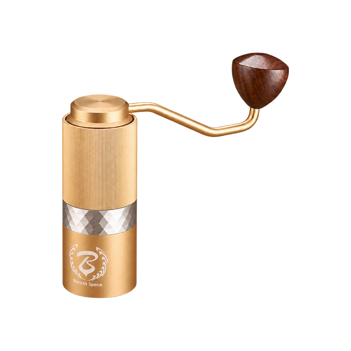 Barista Space Premium Coffee Hand Grinder 2.0 — Golden — matching product angle on transparent background
