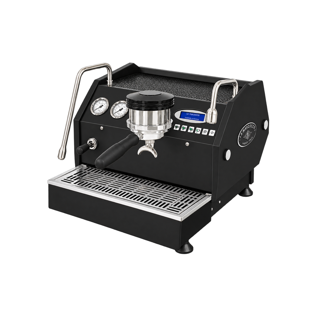 La Marzocco GS3 AV Espresso Machine With New Prosteam & IOT Technology — Black matched product view, transparent background