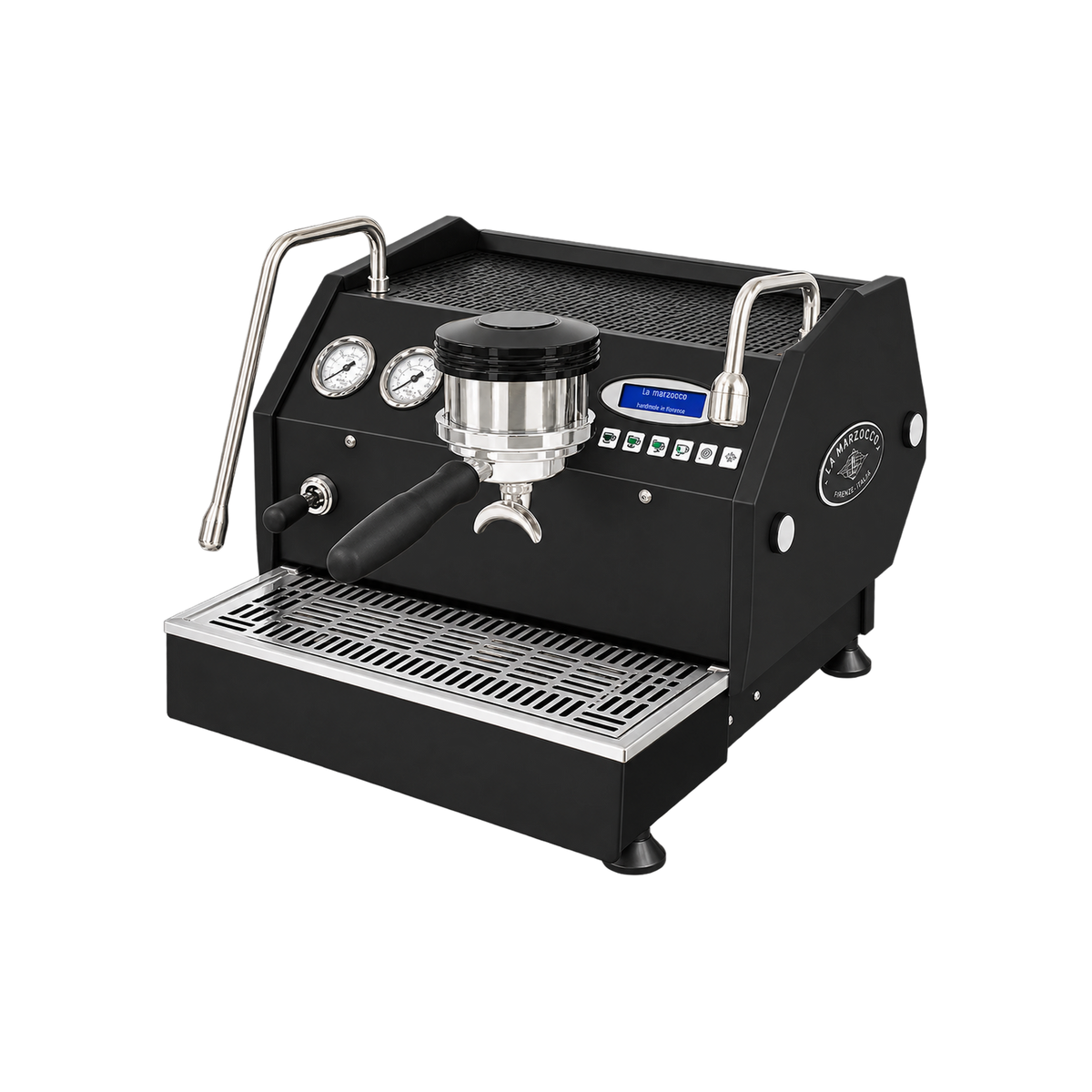 La Marzocco GS3 AV Espresso Machine With New Prosteam & IOT Technology — Black matched product view, transparent background