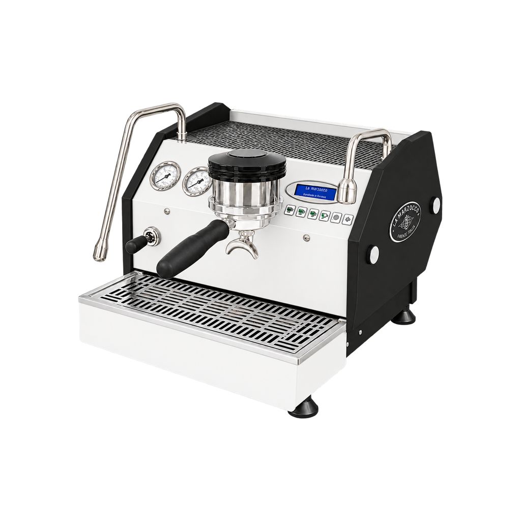 La Marzocco GS3 AV Espresso Machine With New Prosteam & IOT Technology — White matched product view, transparent background