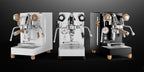 Lelit MaraX3 in all three finishes: Brushed Stainless Steel, Black and White