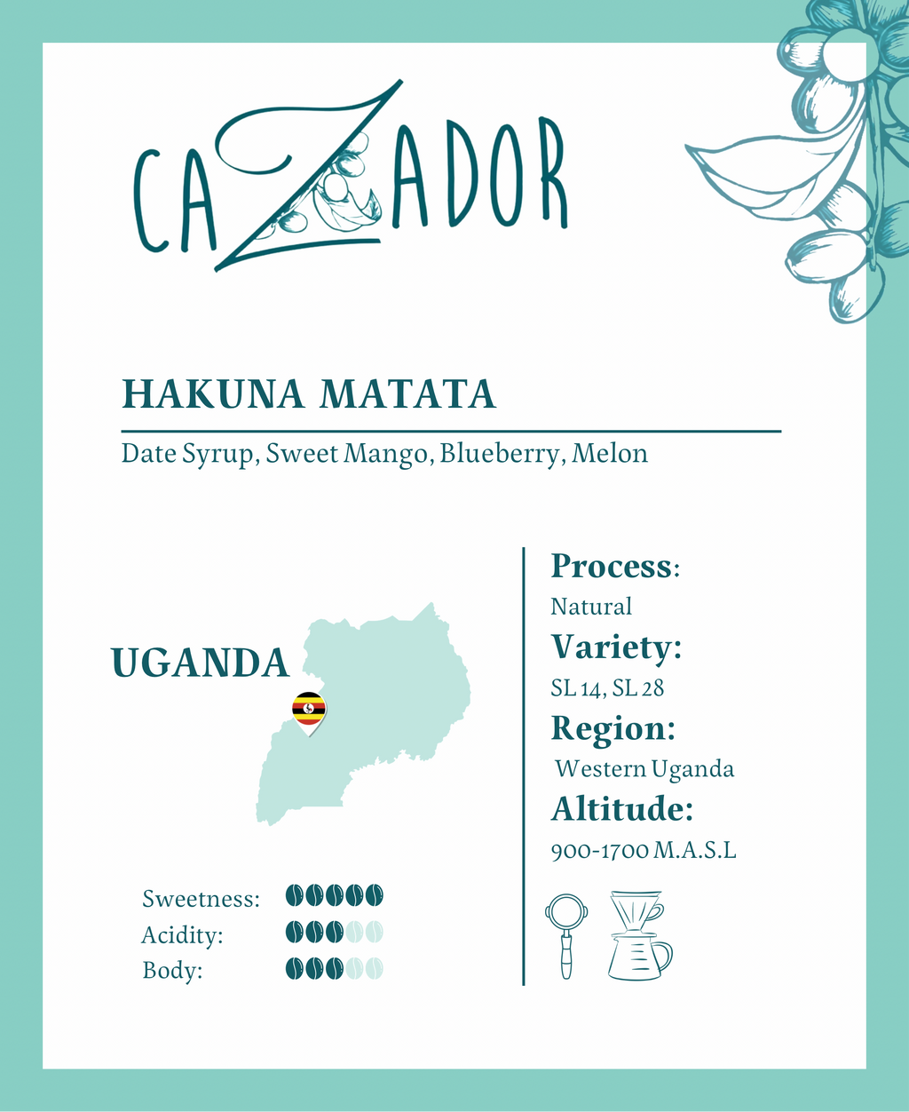 Uganda Hakuna Matata - BeanBurds Cazador Roaster Whole Beans / 250g Coffee Beans