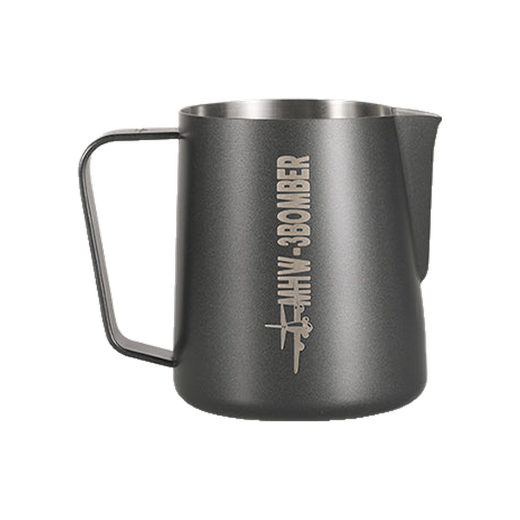 MHW-3Bomber - Milk Pitcher 3.0 450ml - Matte Black Round Spout — square product photo with transparent padding
