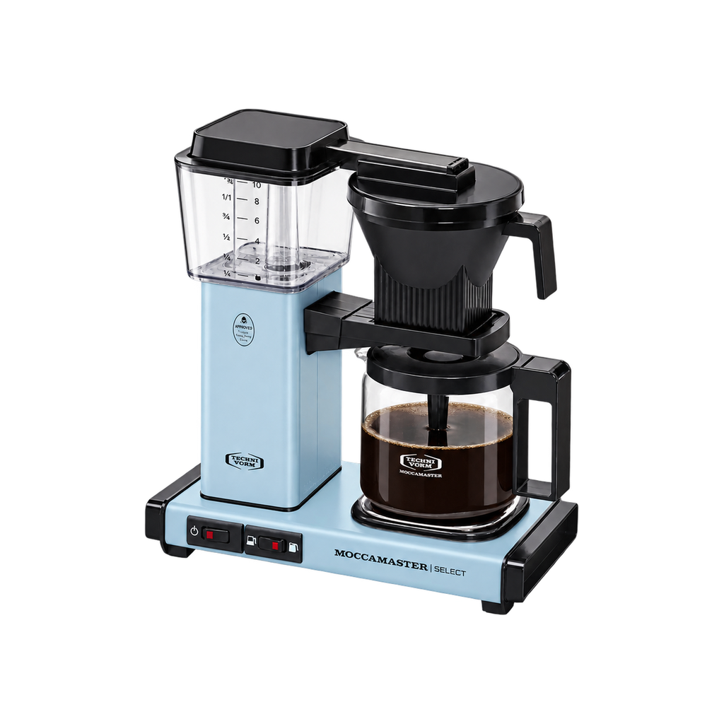 Moccamaster KBG Select Coffee Machine — Baby Blue — matching product angle on transparent background