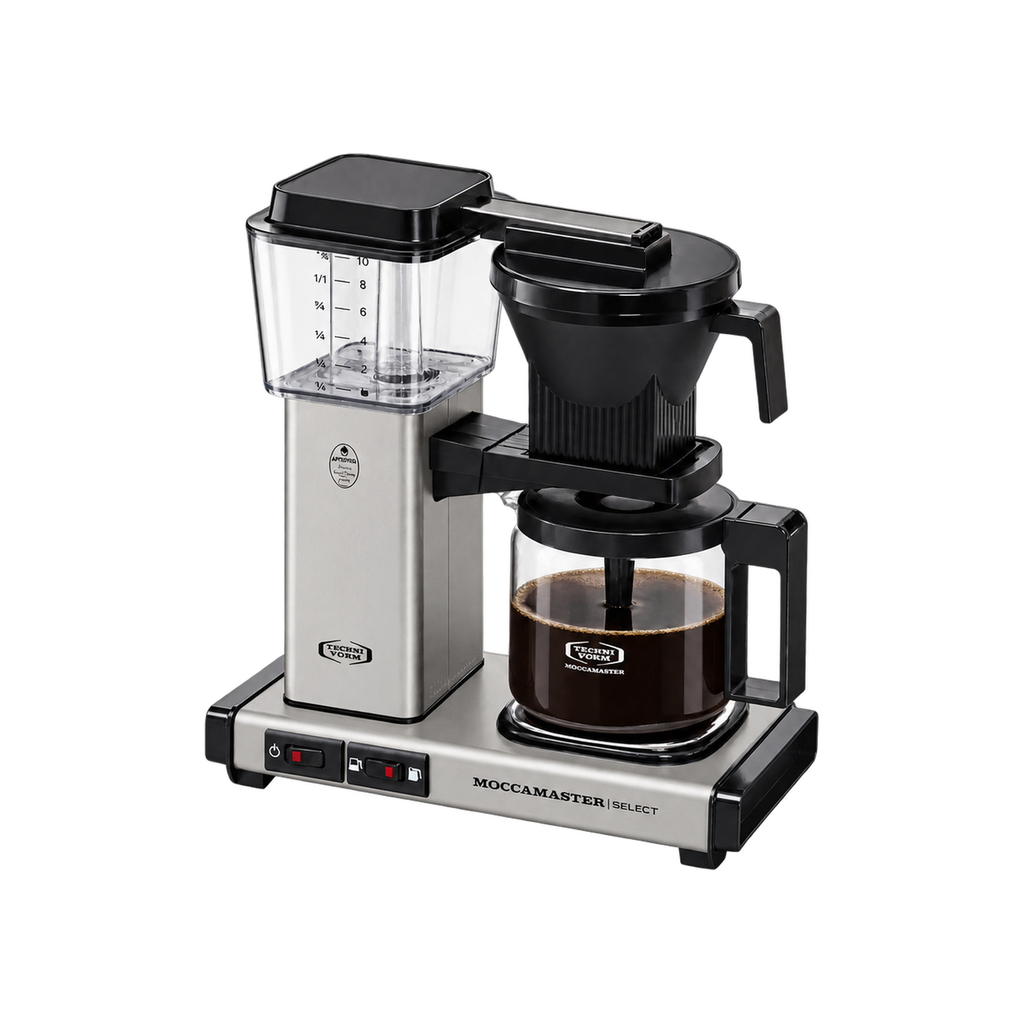Moccamaster KBG Select Coffee Machine — Matte Silver — matching product angle on transparent background