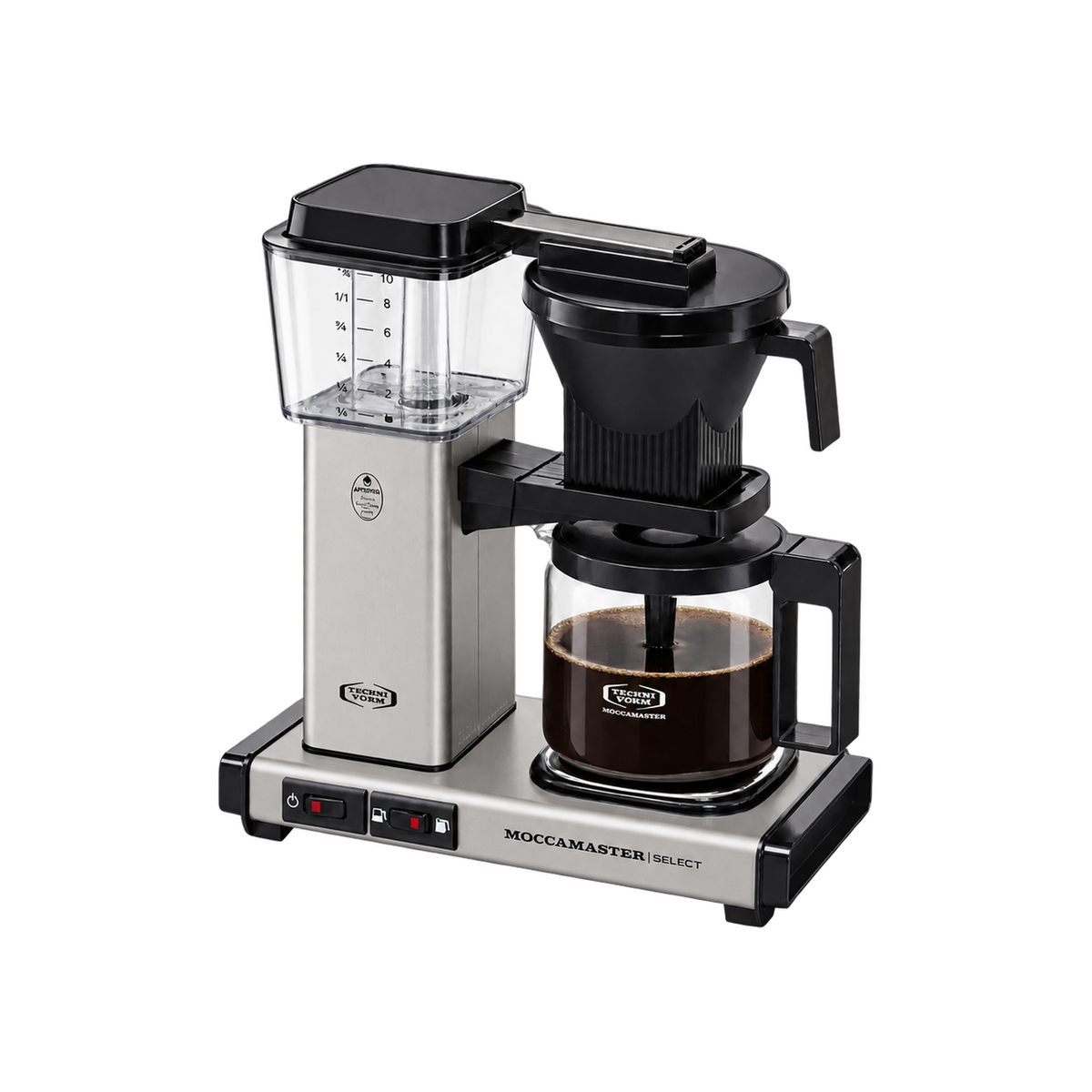Moccamaster KBG Select Coffee Machine — Matte Silver — matching product angle on transparent background