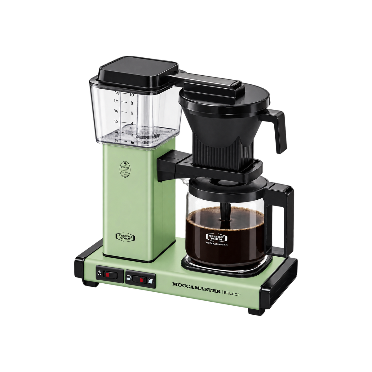 Moccamaster KBG Select Coffee Machine — Pastel Green — matching product angle on transparent background