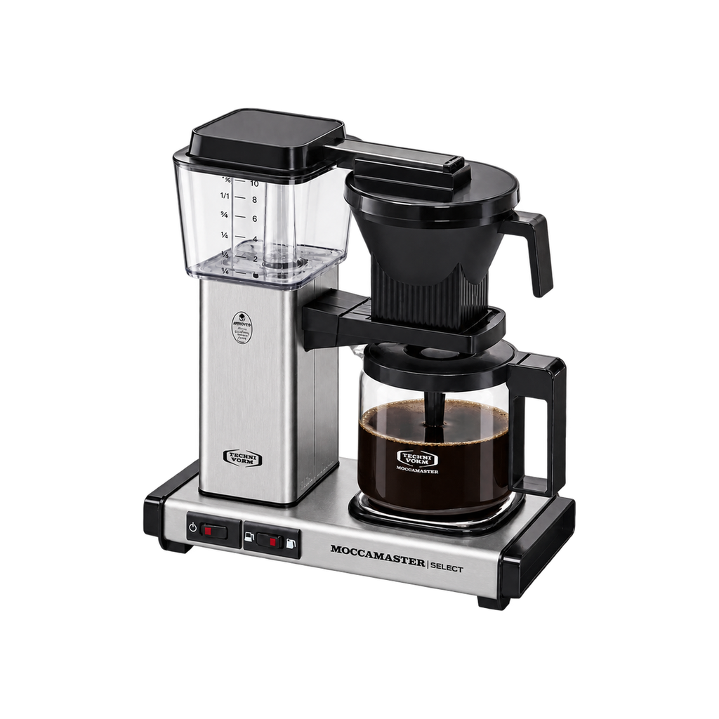 Moccamaster KBG Select Coffee Machine — Polished Silver — matching product angle on transparent background