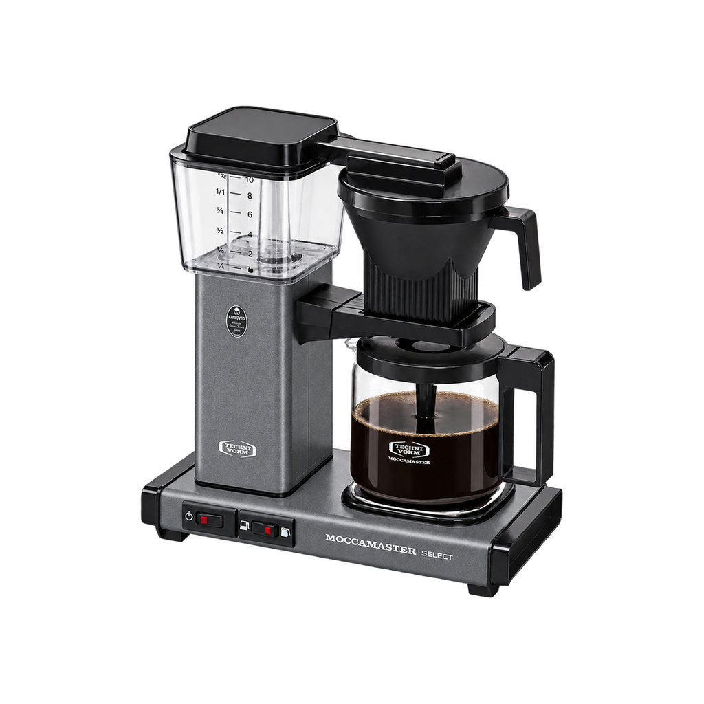 Moccamaster KBG Select Coffee Machine — Stone Grey — matching product angle on transparent background