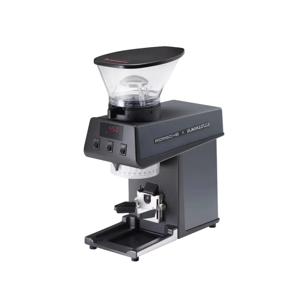 Porsche x La Marzocco Pico Espresso Grinder — product view on transparent background