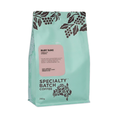 Ruby Suke — upright transparent coffee hero