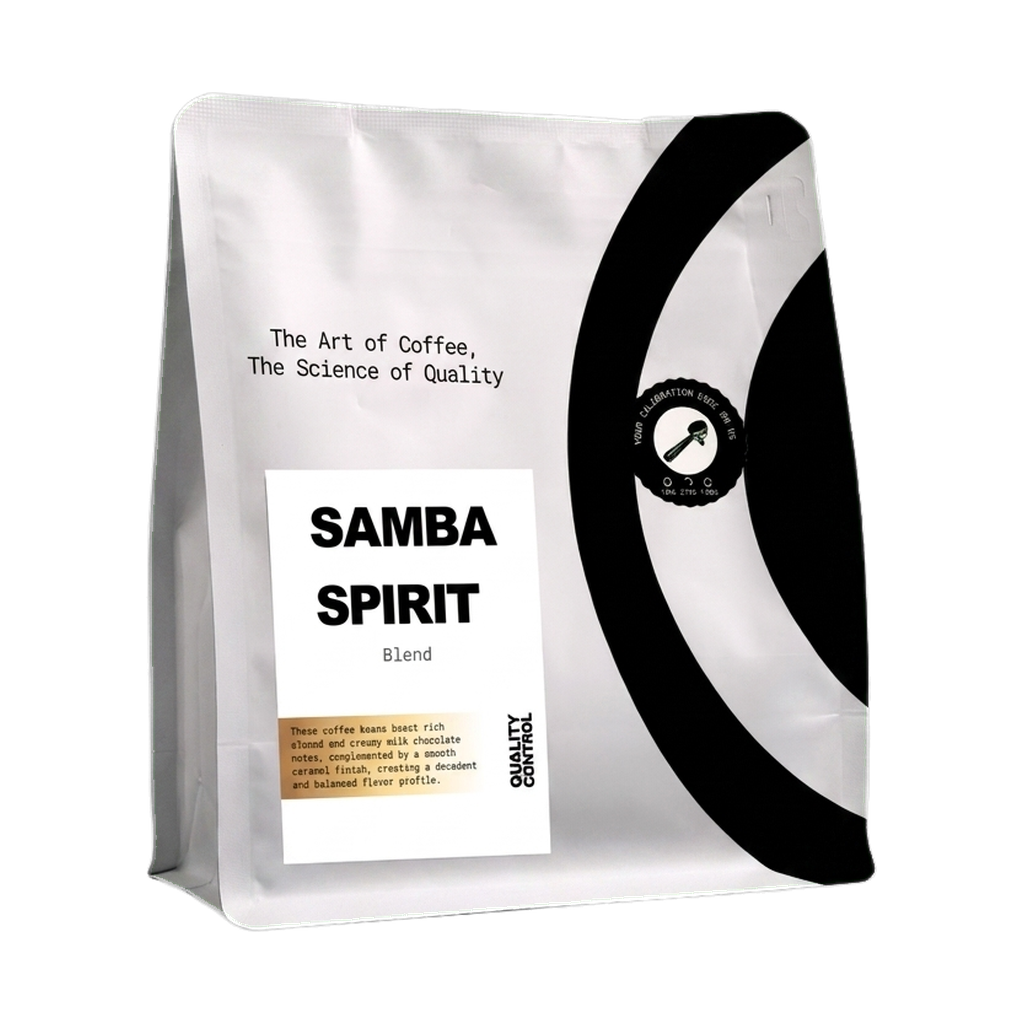 Samba Spirit — upright transparent coffee hero
