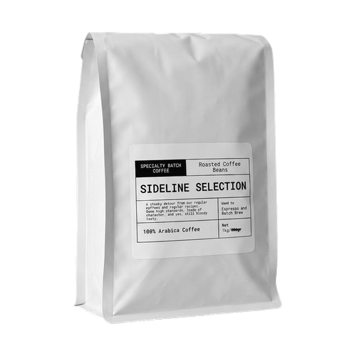 Sideline Selection — upright transparent coffee hero