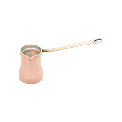 SOY Copper Cezve Turkish Coffee Pot Silver Lining – Right Handed — square product photo with transparent padding