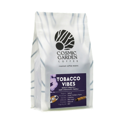 Tobacco Vibes — upright transparent coffee hero