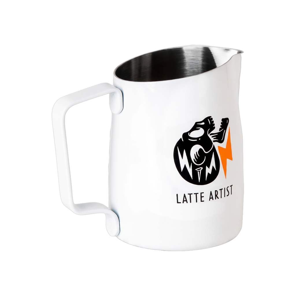 WPM #06 Round Spout Pitcher - "Latte Art With Soul" — square product photo with transparent padding
