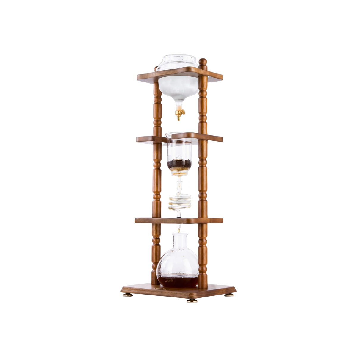 Yama 6-8 Cup Cold Drip Maker Curved Brown Wood Frame — square product photo with transparent padding